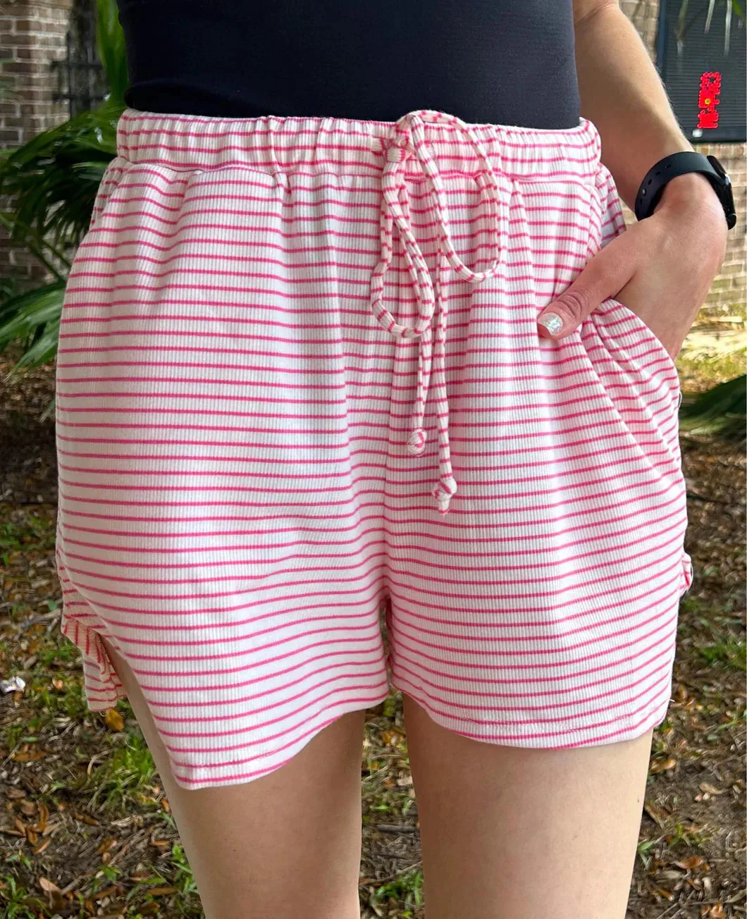 Dippin Striped Curvy Lounge Shorts | Pink