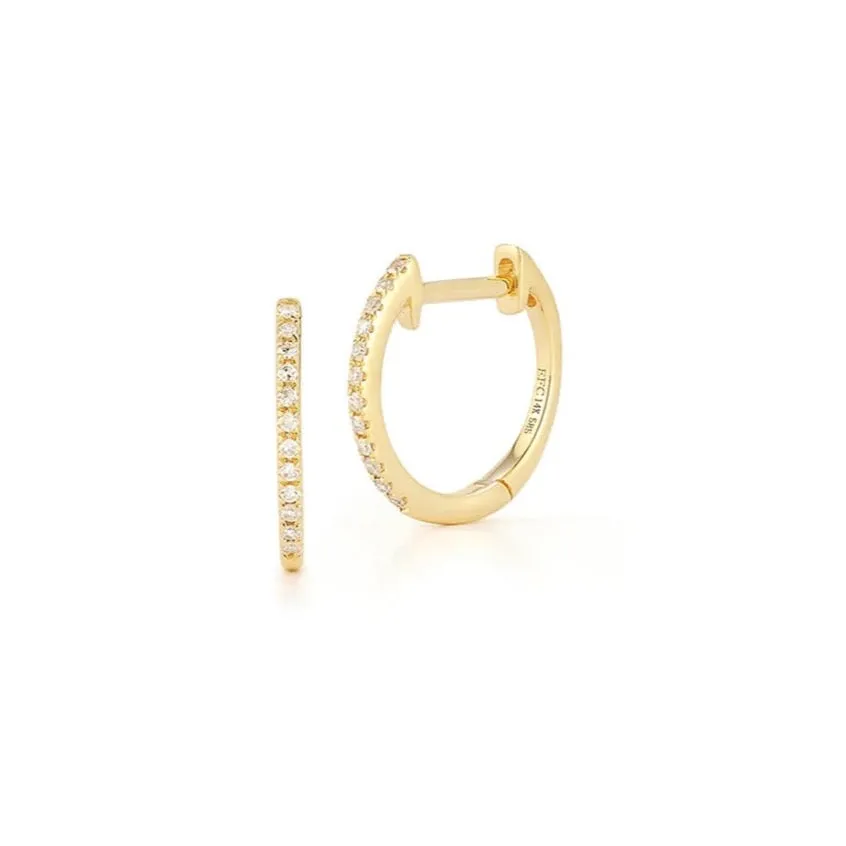 EF Collection - Diamond Huggie Earrings, Yellow Gold