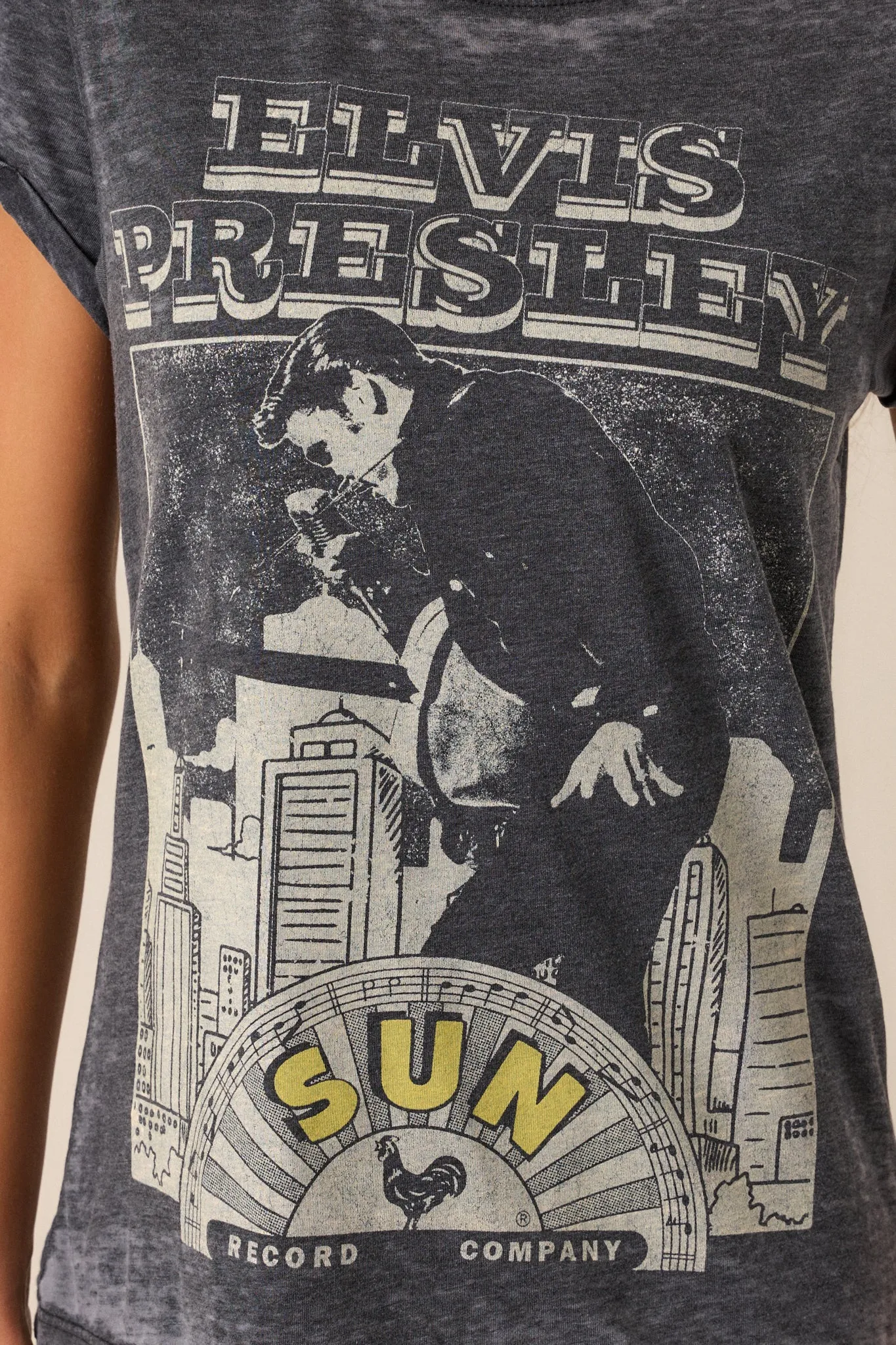 Elvis Presley Charcoal Acid Wash Tee