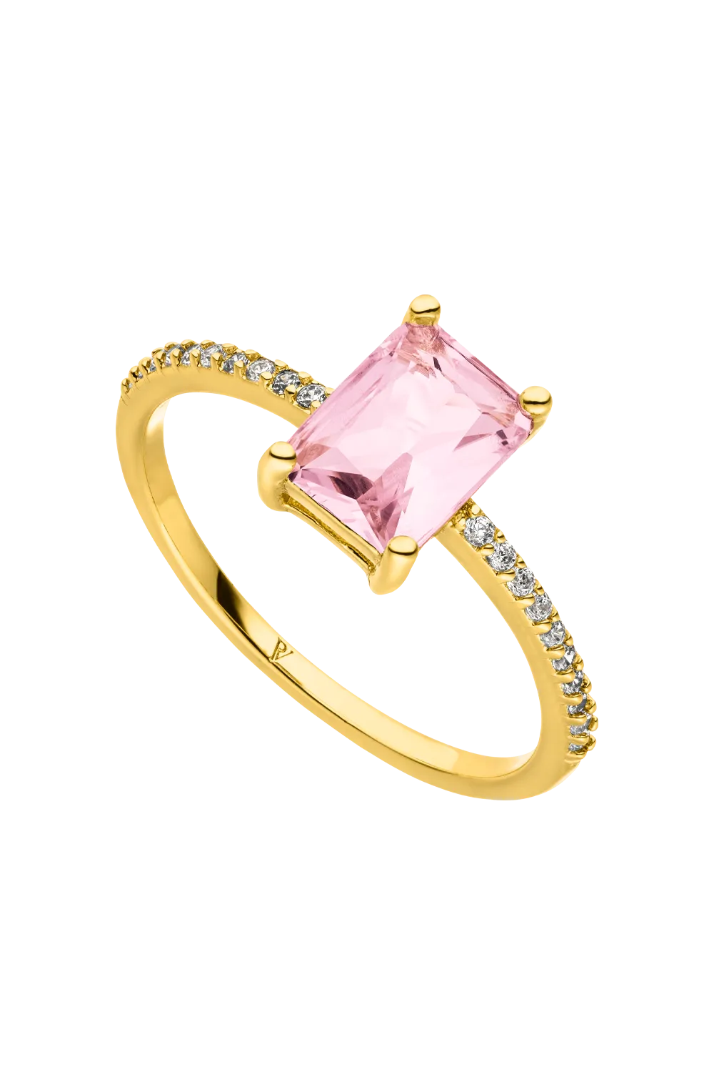 Emerald Ring Pink 14K Gold Plated