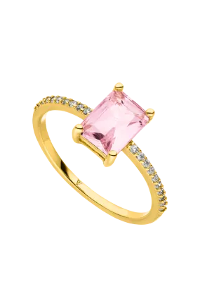 Emerald Ring Pink 14K Gold Plated