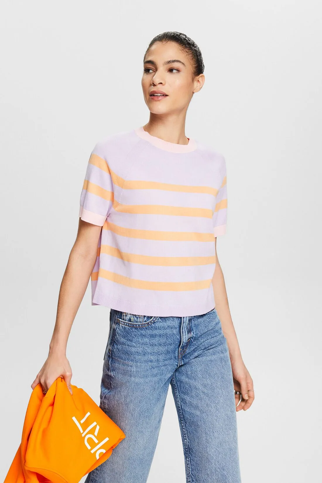 ESPRIT Striped Cotton Top in Lavender