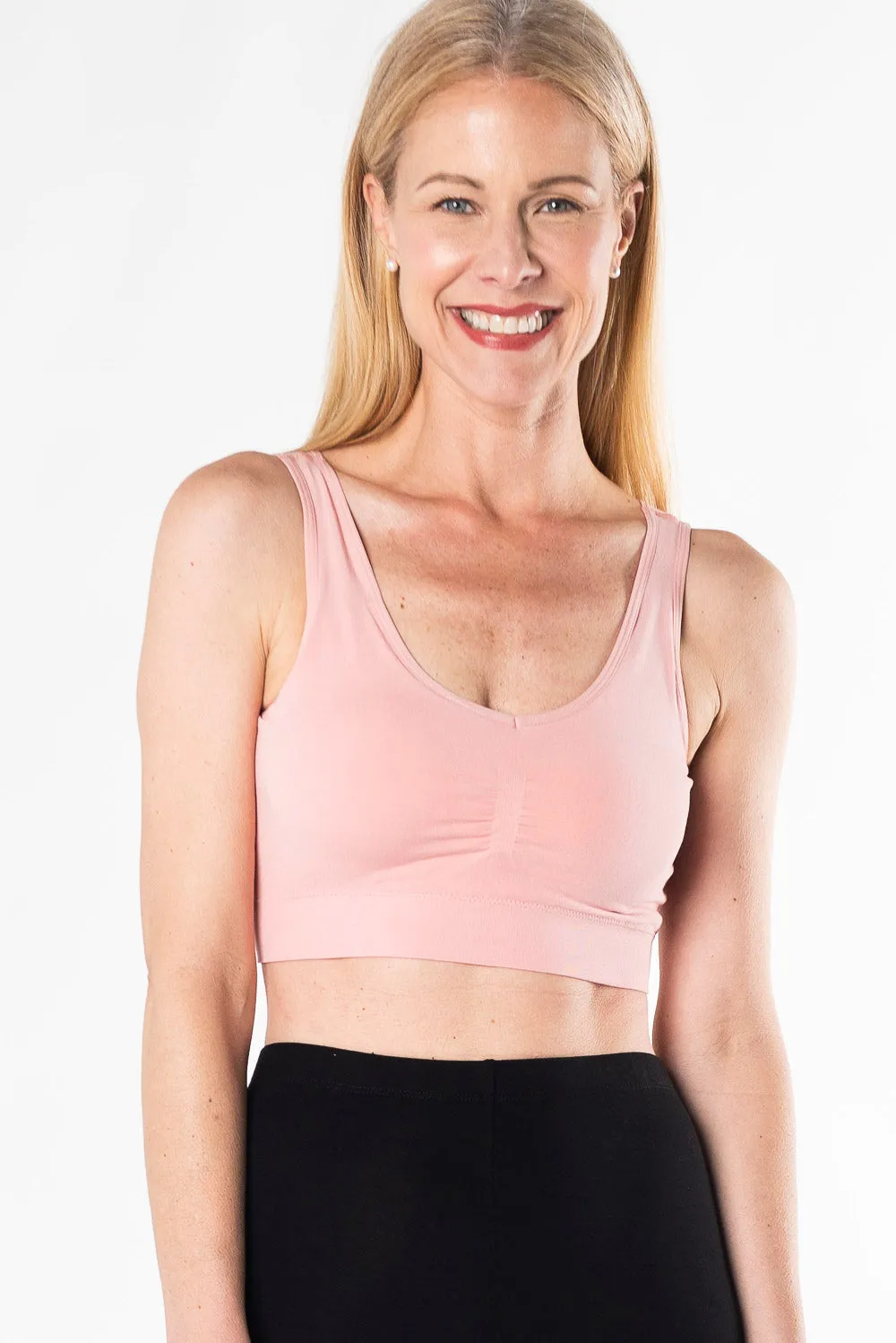 Essential V-Neck Bamboo Bralette - Pink