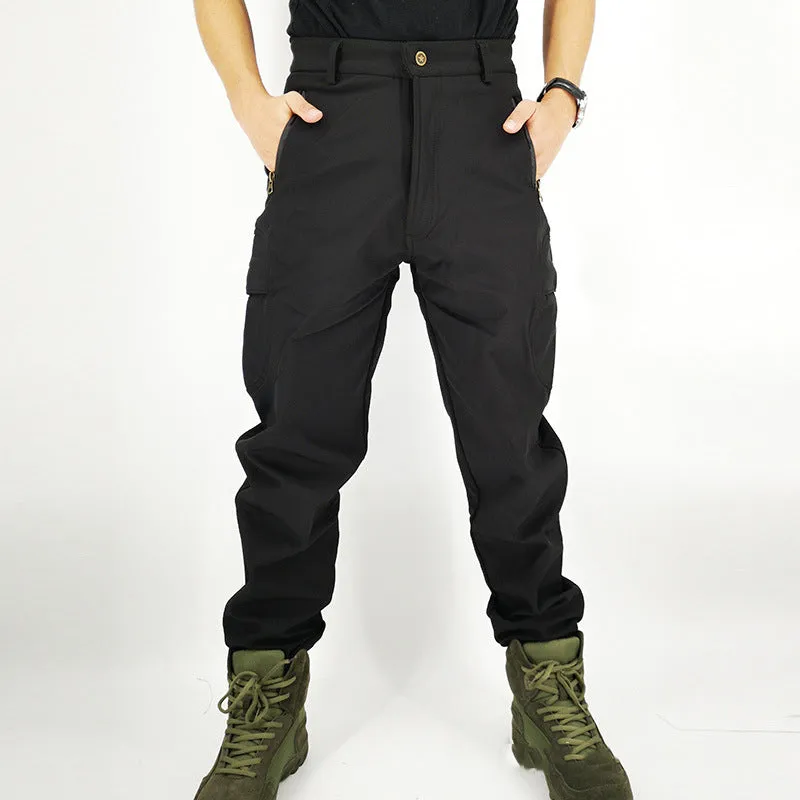 Fleece Soft Shell Wear-resistant Plus Velvet Outdoor Men Pants