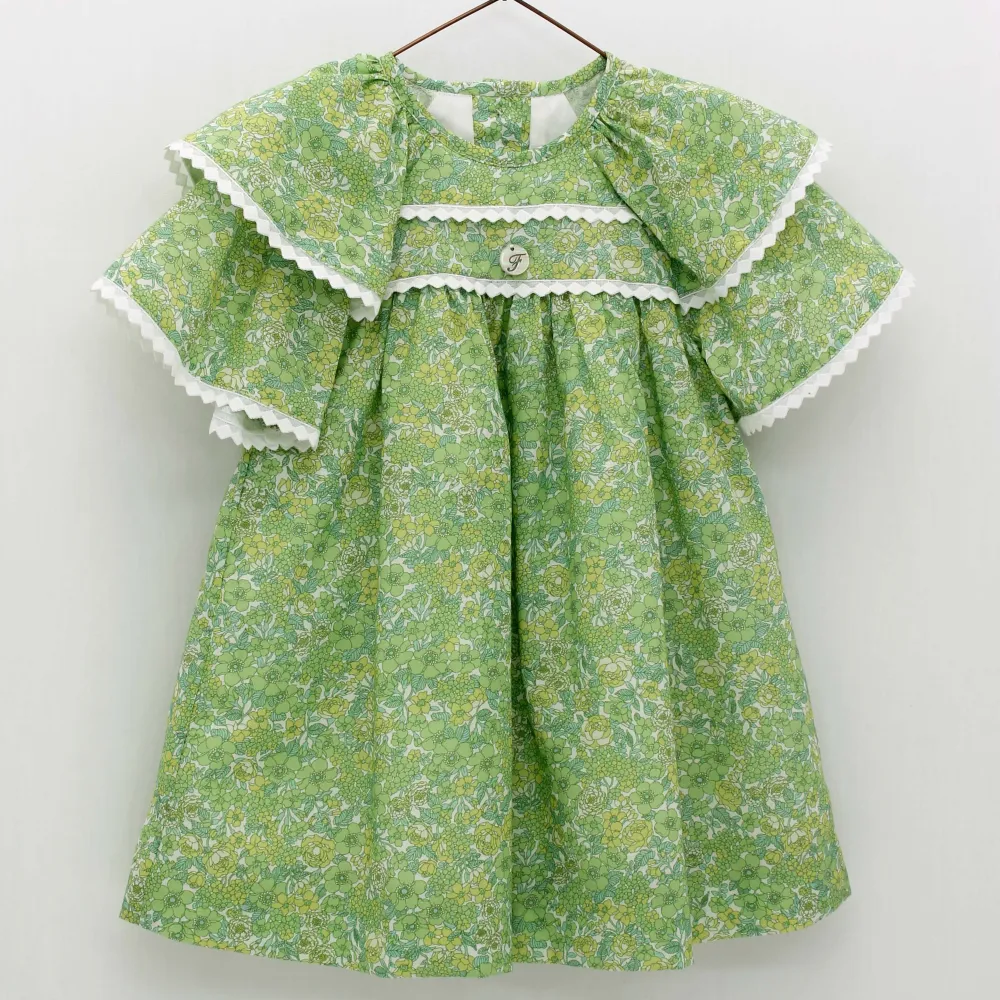 Foque Girls Green Flower Dress