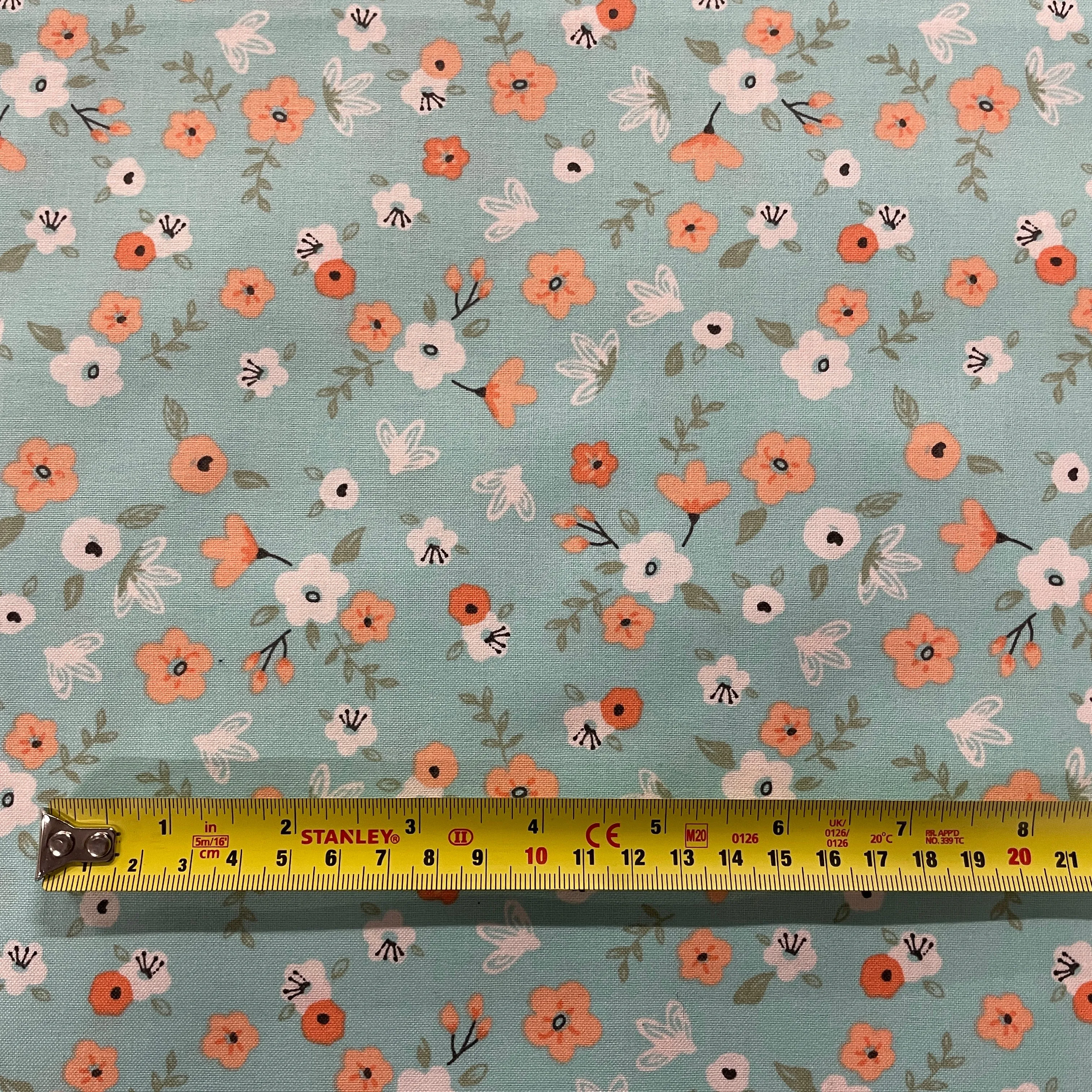 FS869 Aiyanna Daisy Blue Cotton Fabric