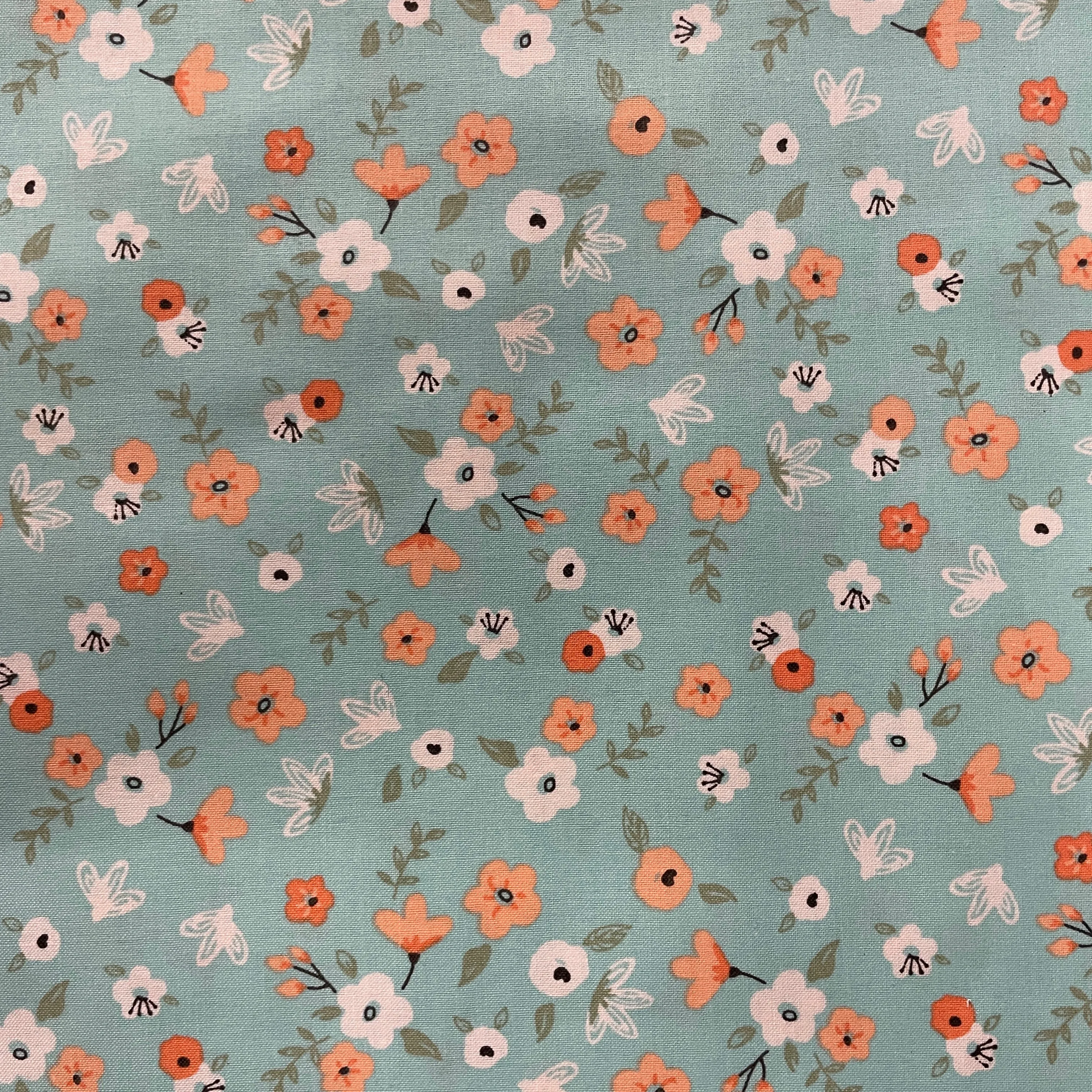 FS869 Aiyanna Daisy Blue Cotton Fabric