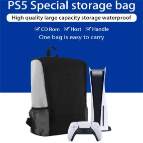 Game Console Backpack Compatible with PS5, PlayStation 5 Outdoor Portable Handbag for Gaming Controller and Accessories Storage