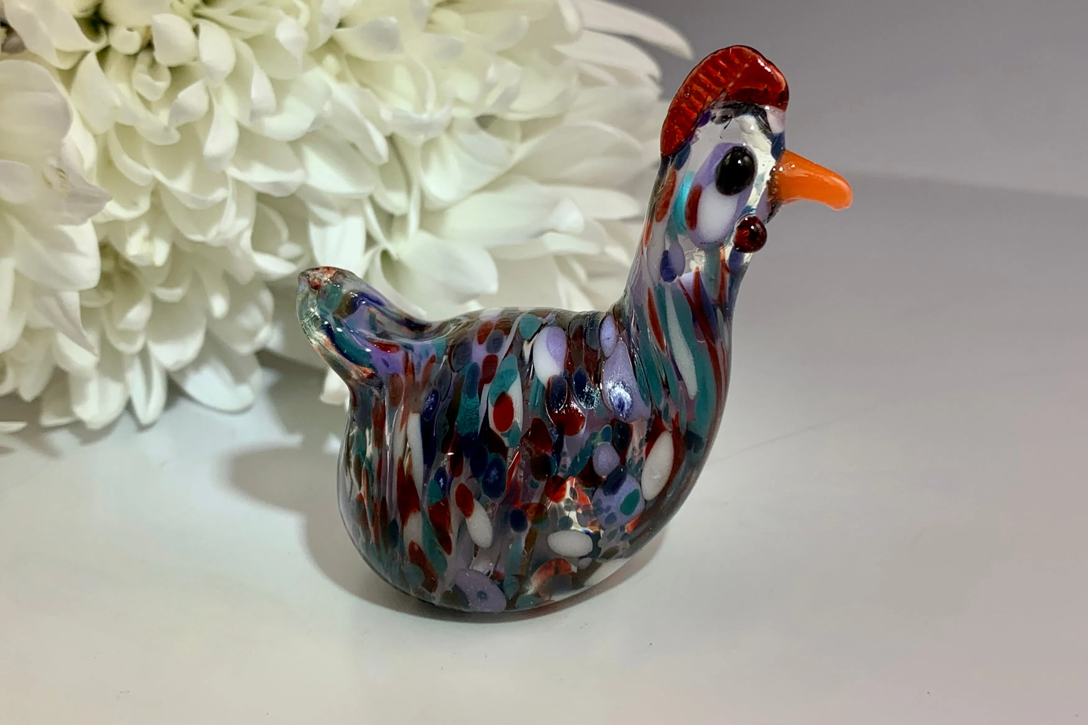 Glass Hen Figurine with Cremains