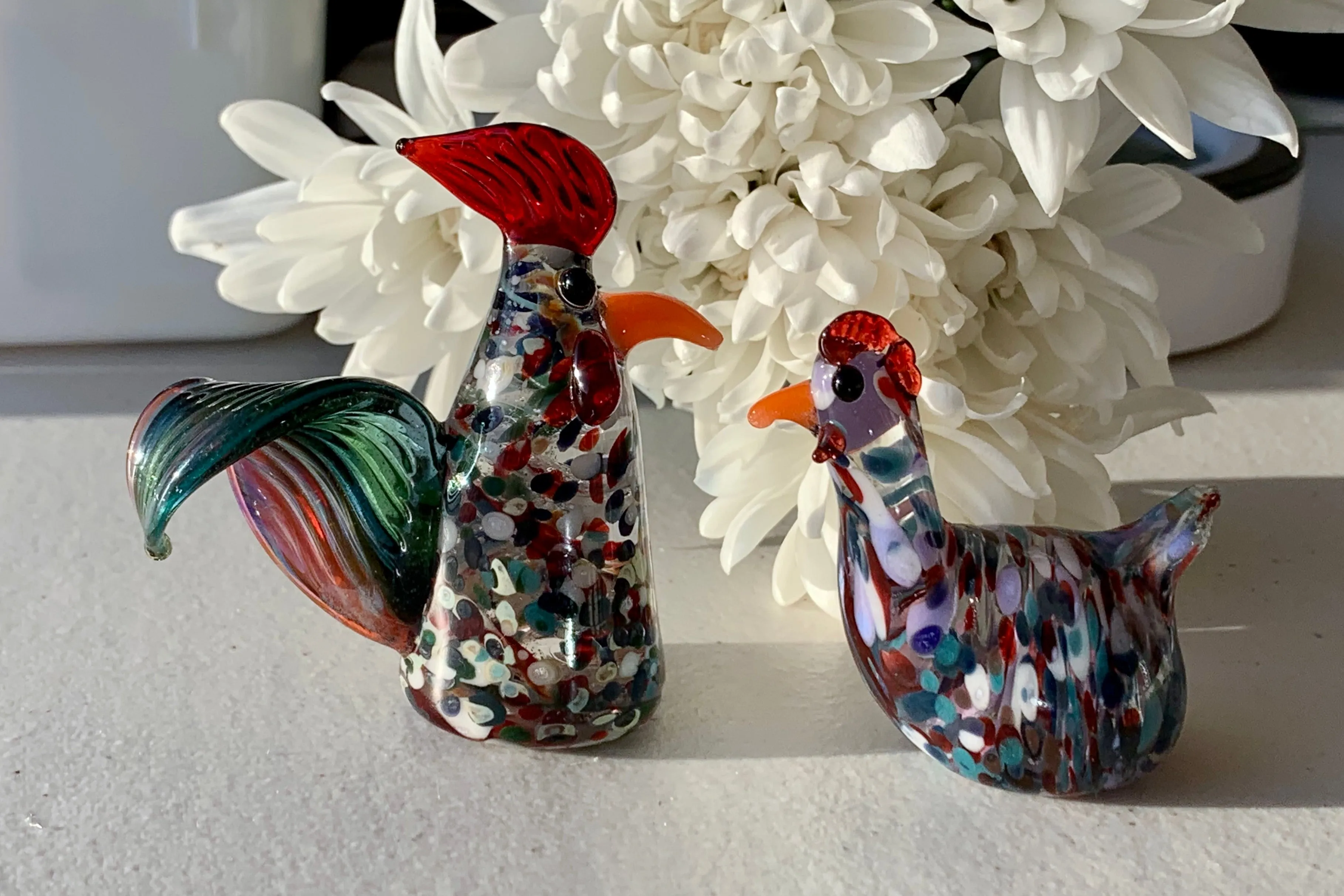 Glass Hen Figurine with Cremains