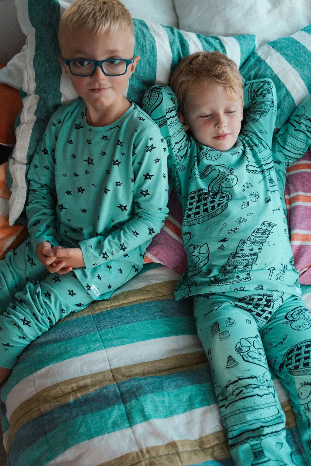 G.Nancy Cake Print Long Sleeve PJs - Teal