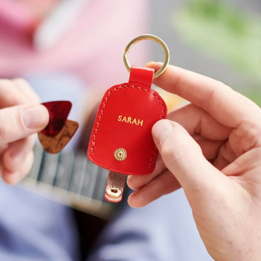 Guitar Plectrum Leather Keyring