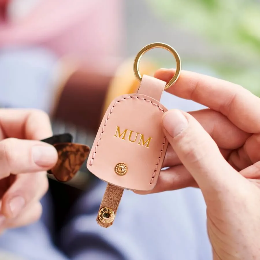 Guitar Plectrum Leather Keyring