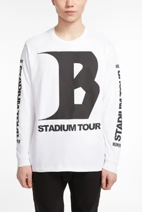 Guys White Bieber Stadium Tour Long Sleeve Tee