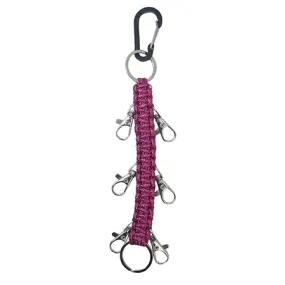 Hot Pink NGIL Glitter Paracord Cheer Hairbow Holder for Backpack, Dance Team Hairbow Keychain with Carabiner