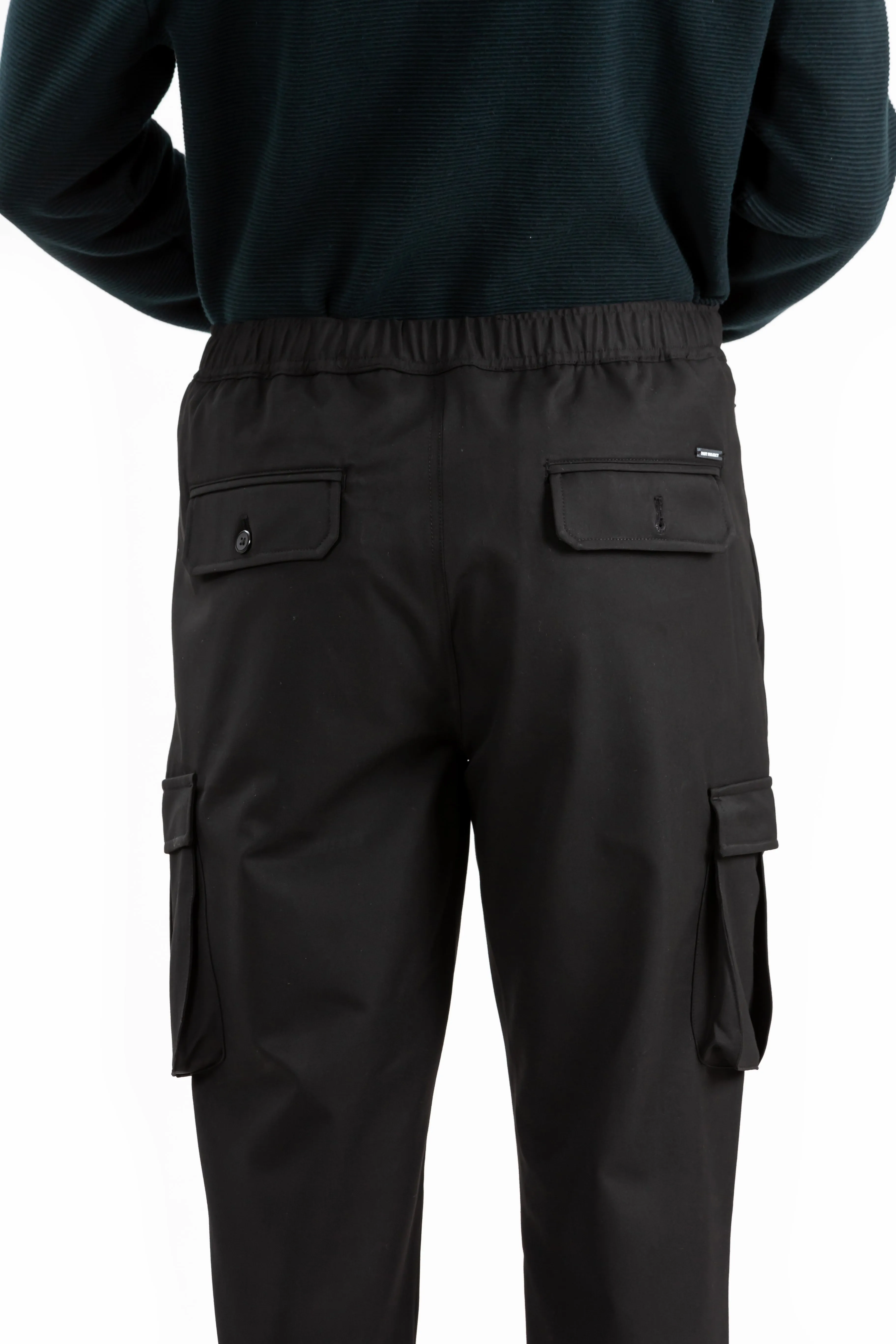 Jet Black Slim Fit Cargo Pants