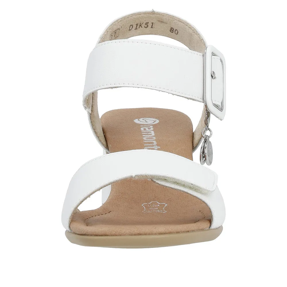 Ladies White Leather Remonte Sandals Low Heel Strap D1K51-80 sale