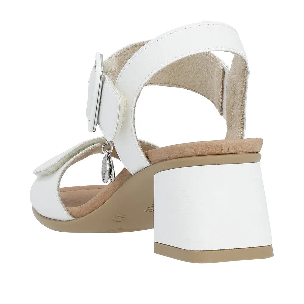 Ladies White Leather Remonte Sandals Low Heel Strap D1K51-80 sale