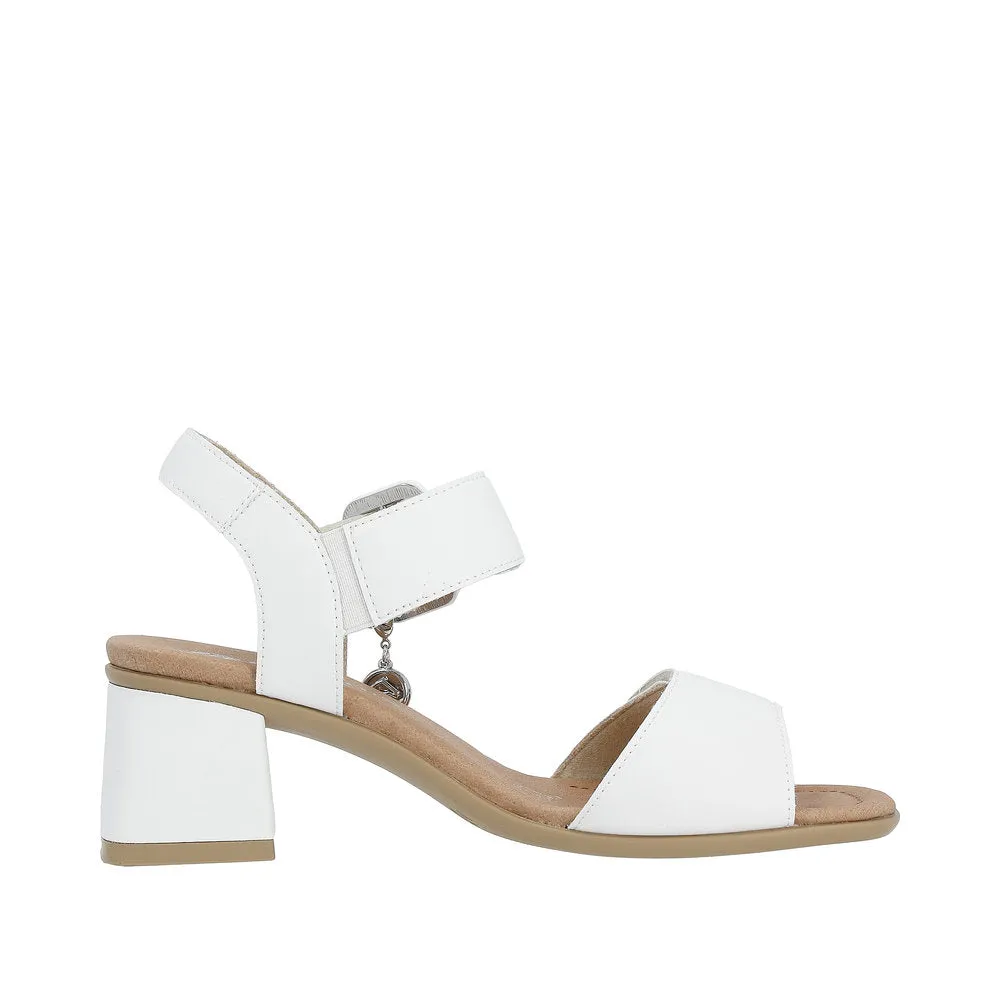 Ladies White Leather Remonte Sandals Low Heel Strap D1K51-80 sale