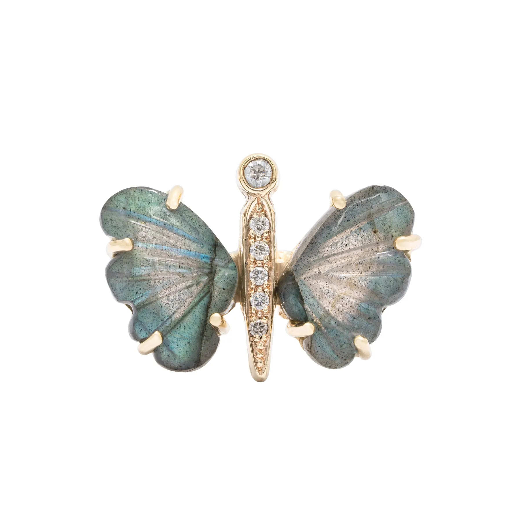 Large Labradorite Butterfly Diamond Ring