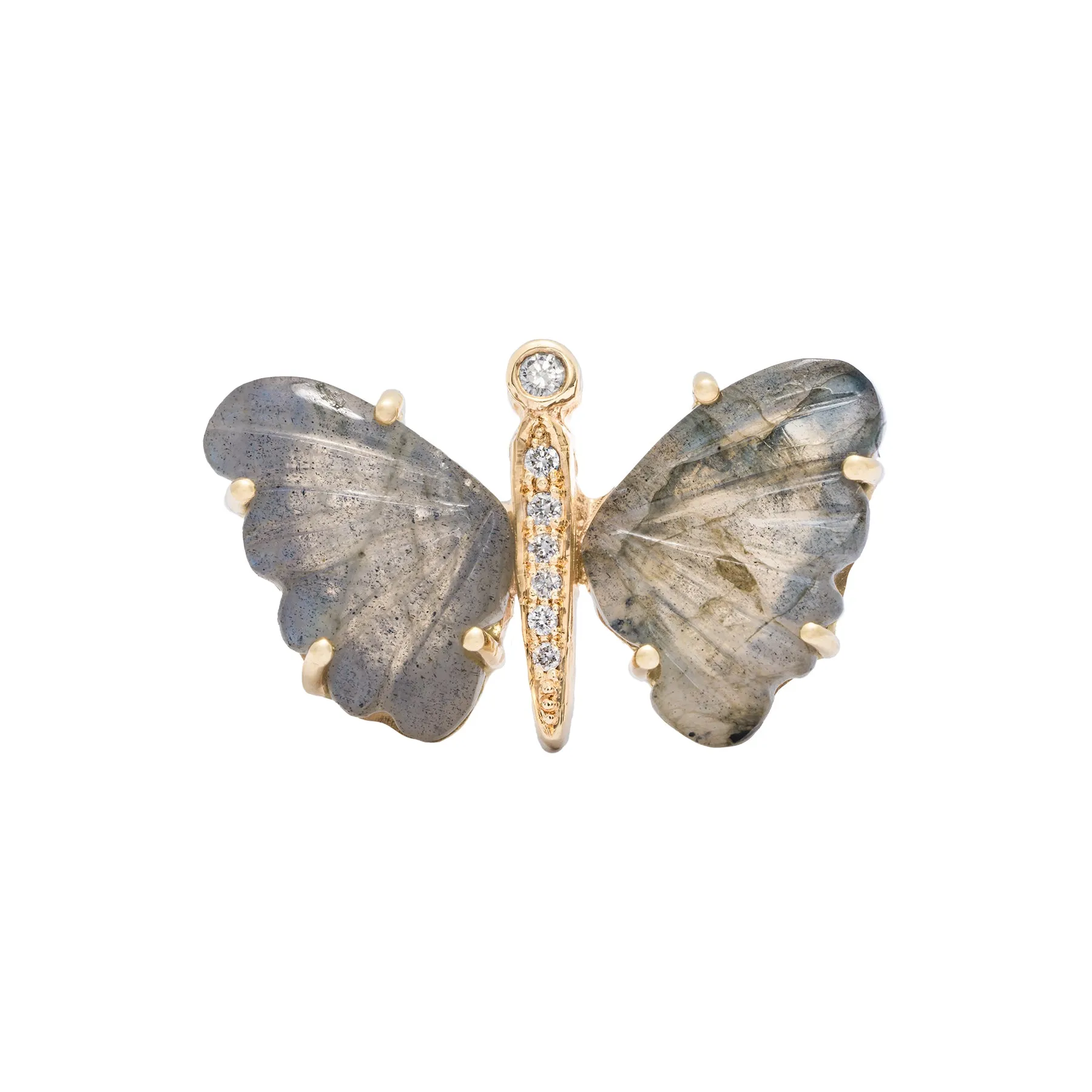 Large Labradorite Butterfly Diamond Ring