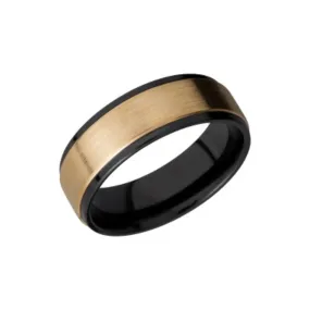 Lashbrook Designs Black Zirconium and 14K Yellow Gold 7MM Wedding Band