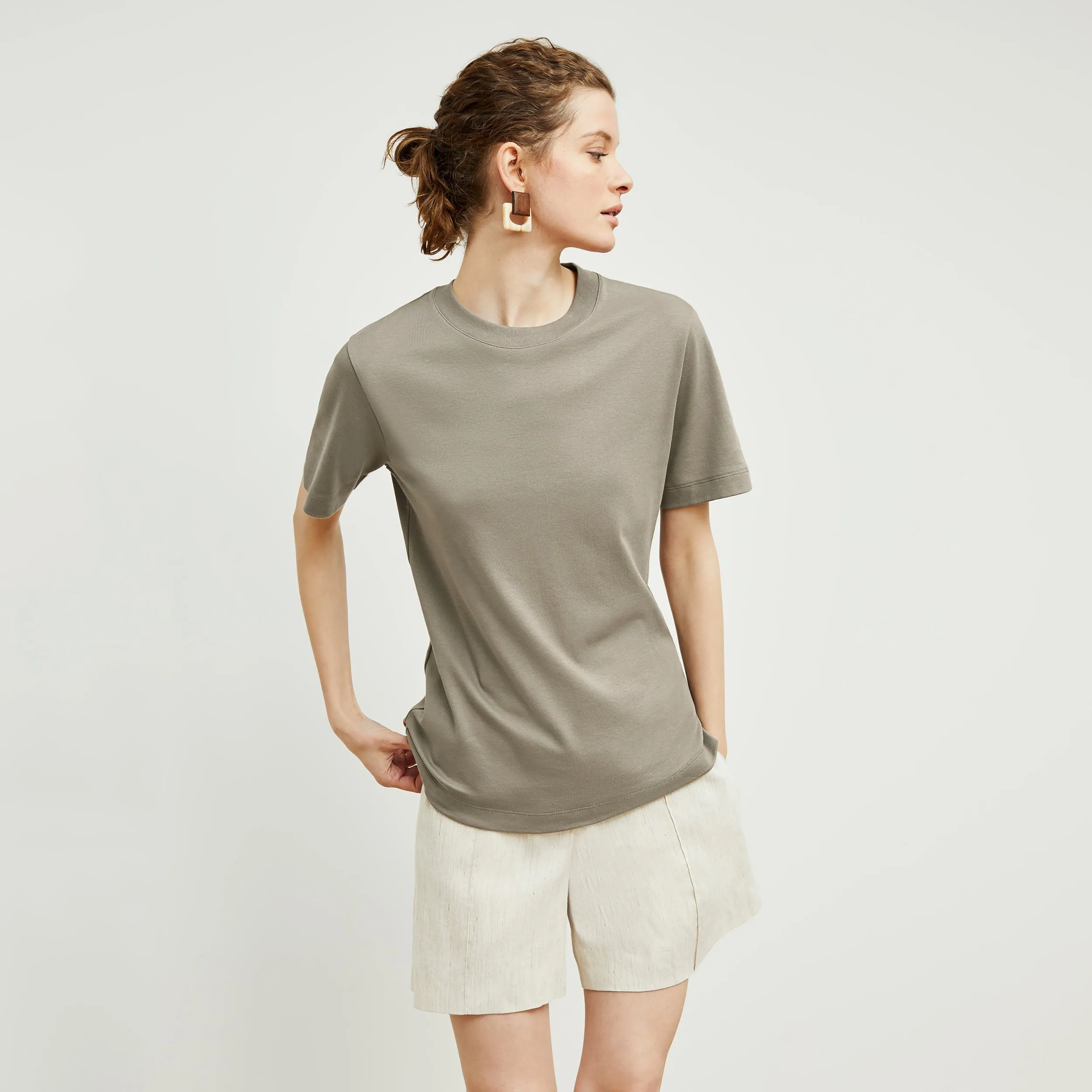 Leslie T-Shirt - Pima Cotton :: Pebble