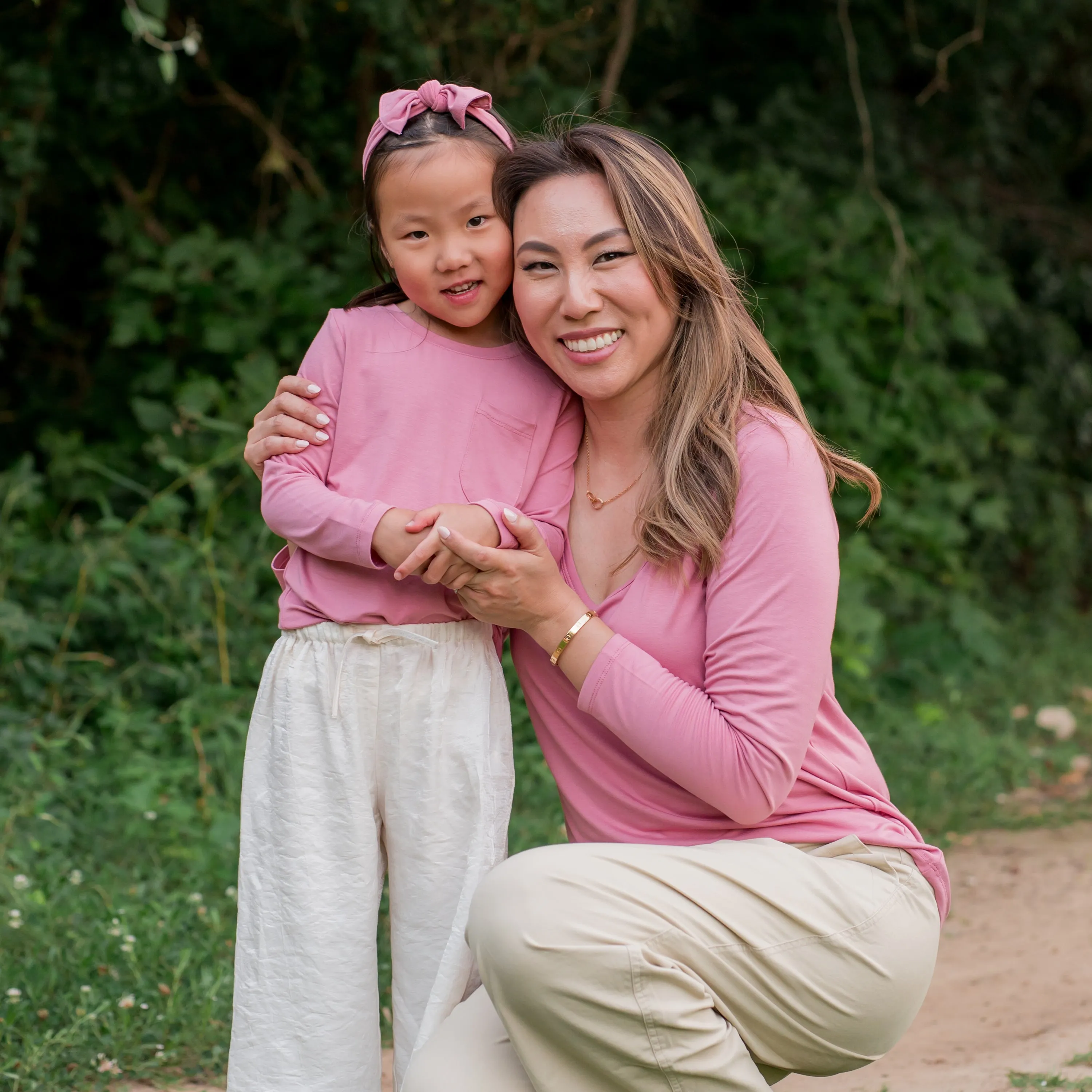 Long Sleeve Toddler Crew Neck Tee in Apple Blossom