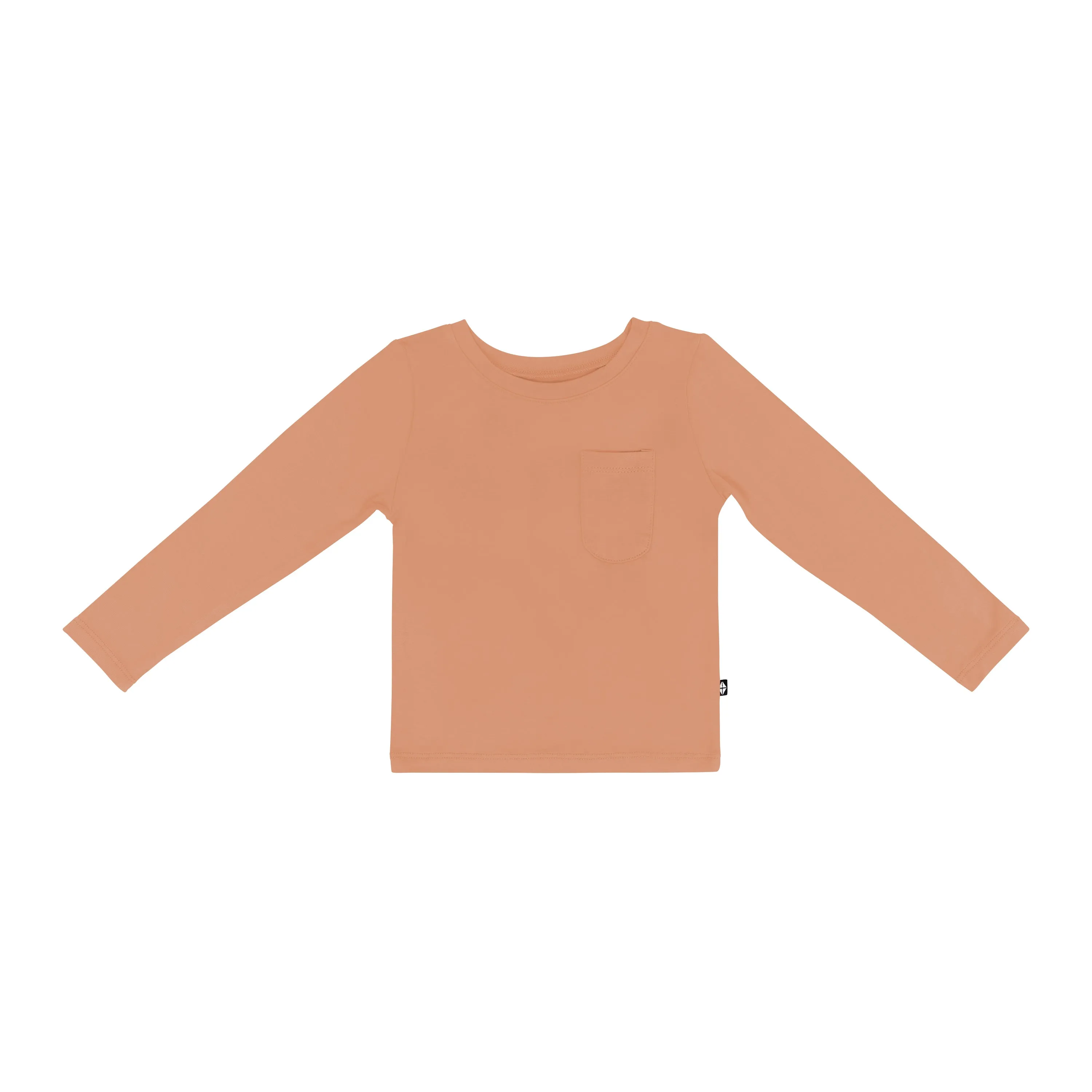 Long Sleeve Toddler Crew Neck Tee in Apricot