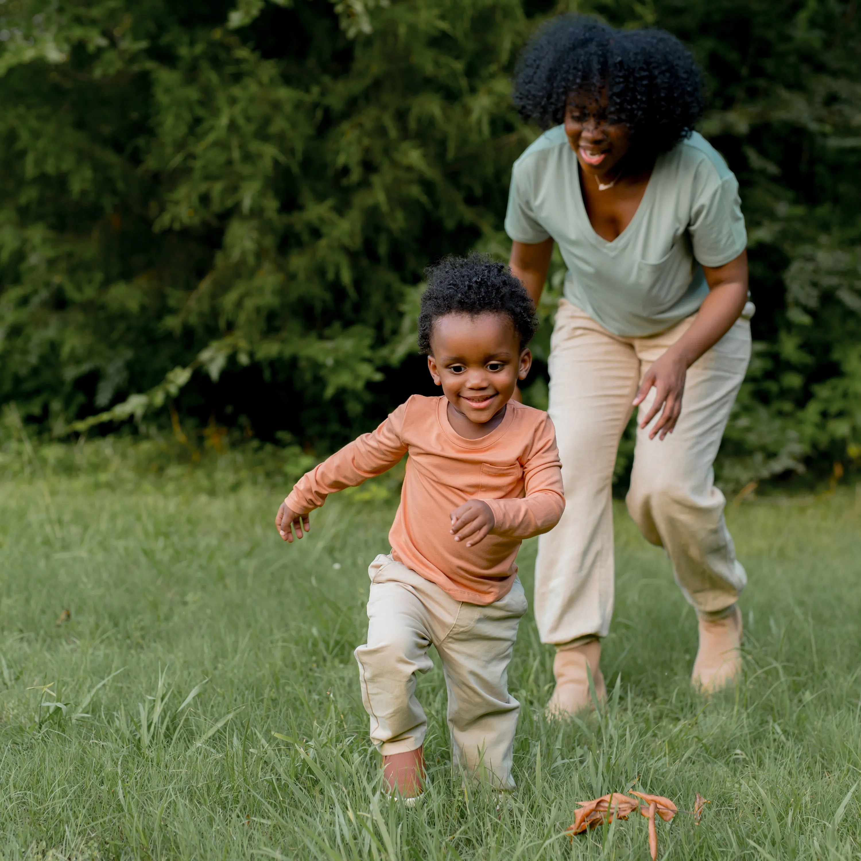 Long Sleeve Toddler Crew Neck Tee in Apricot