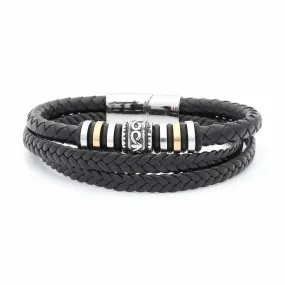 Multilayer Leather Bracelet with Two-Town Ornament