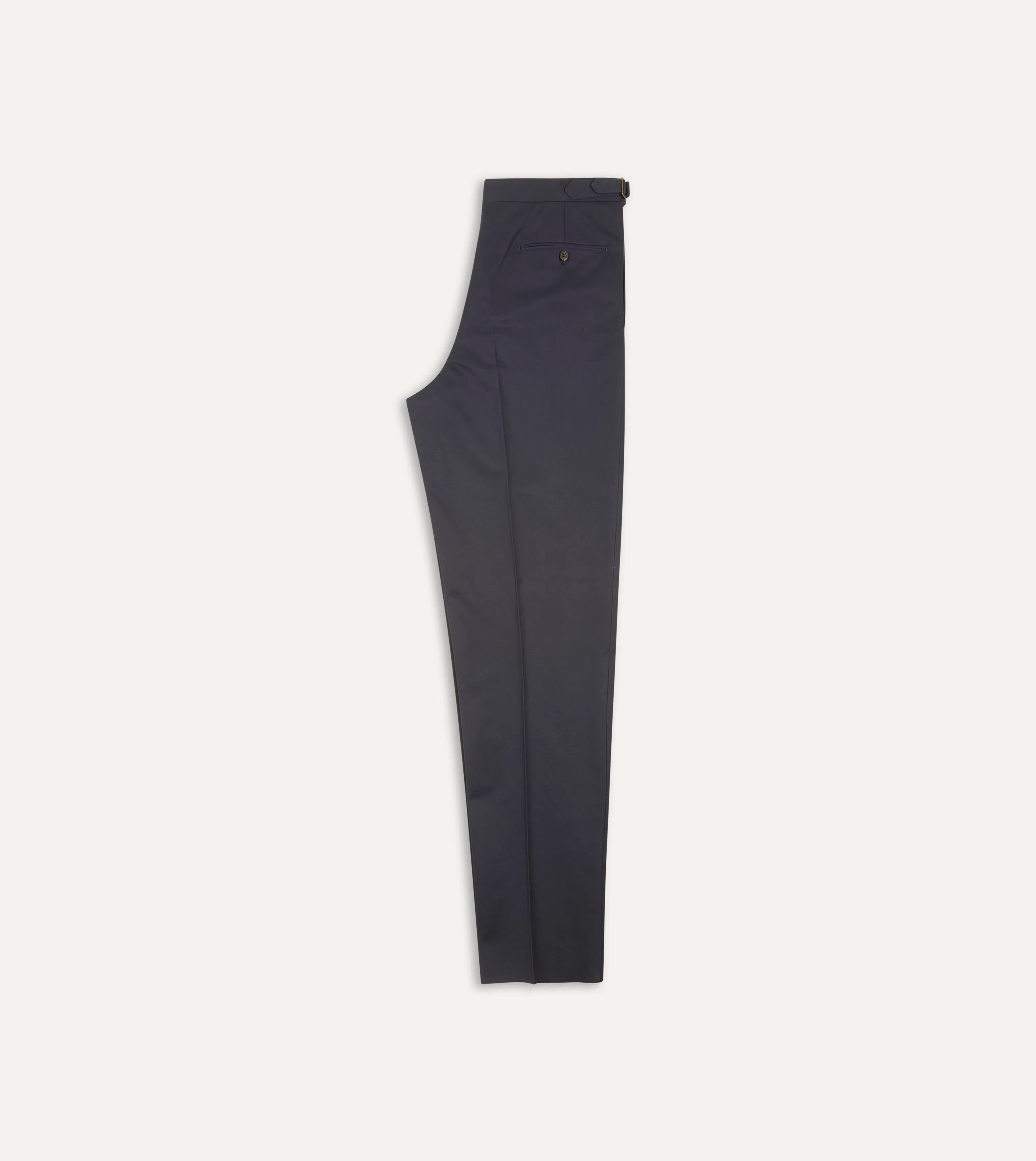 Navy Cotton Drill Single Pleat Trouser