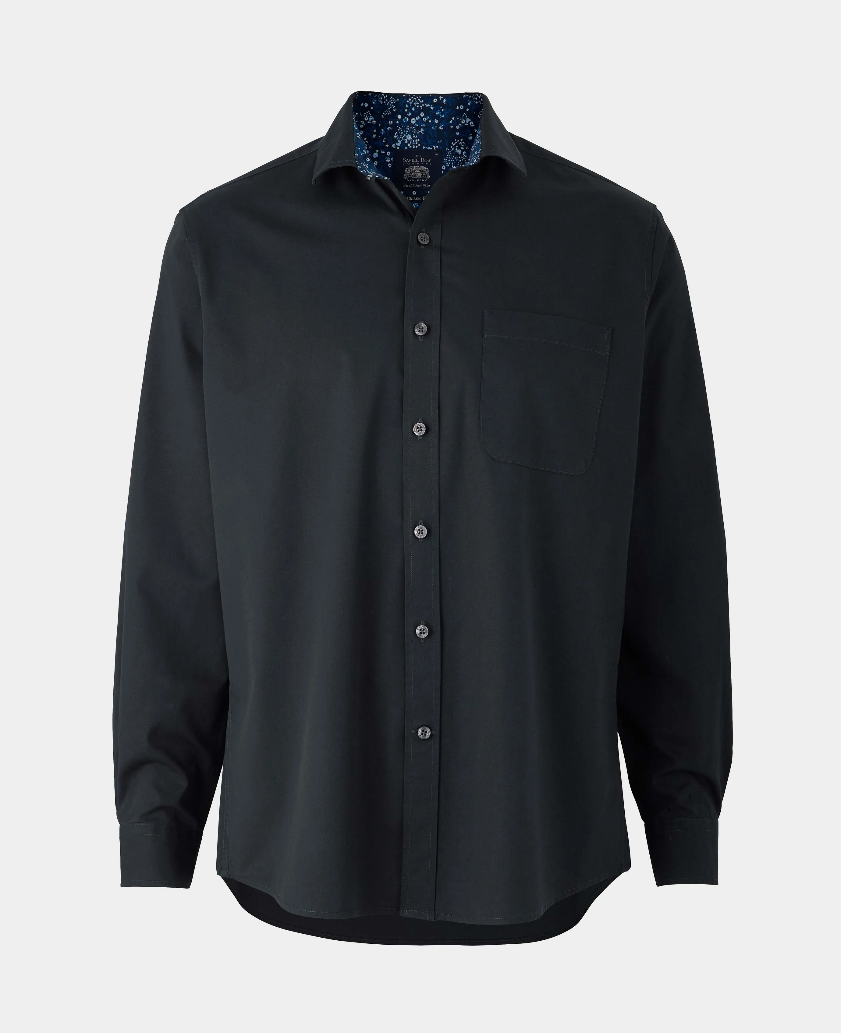 Navy Cotton Twill Classic Fit Casual Shirt