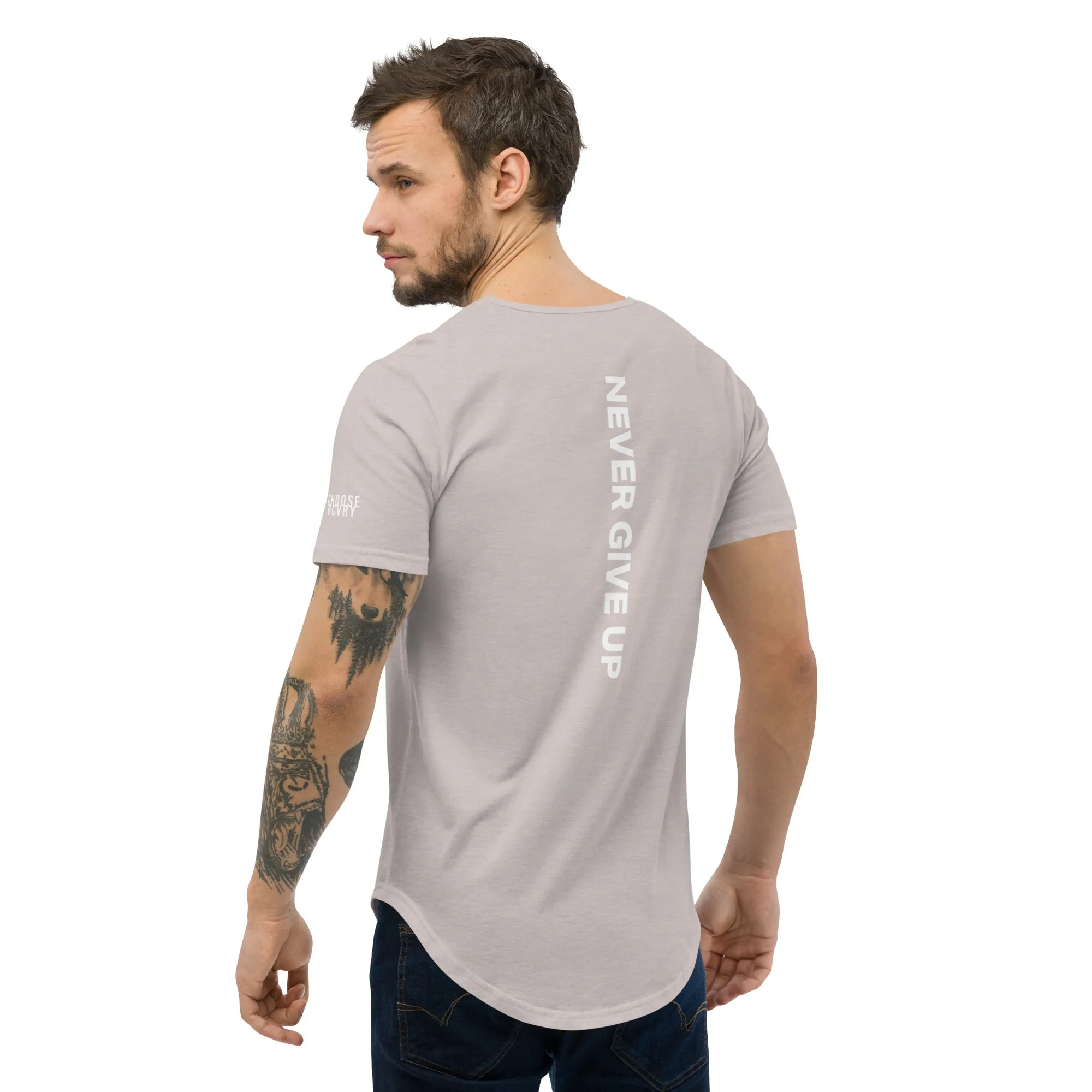 Never Give Up Men's Curved Hem T-Shirt