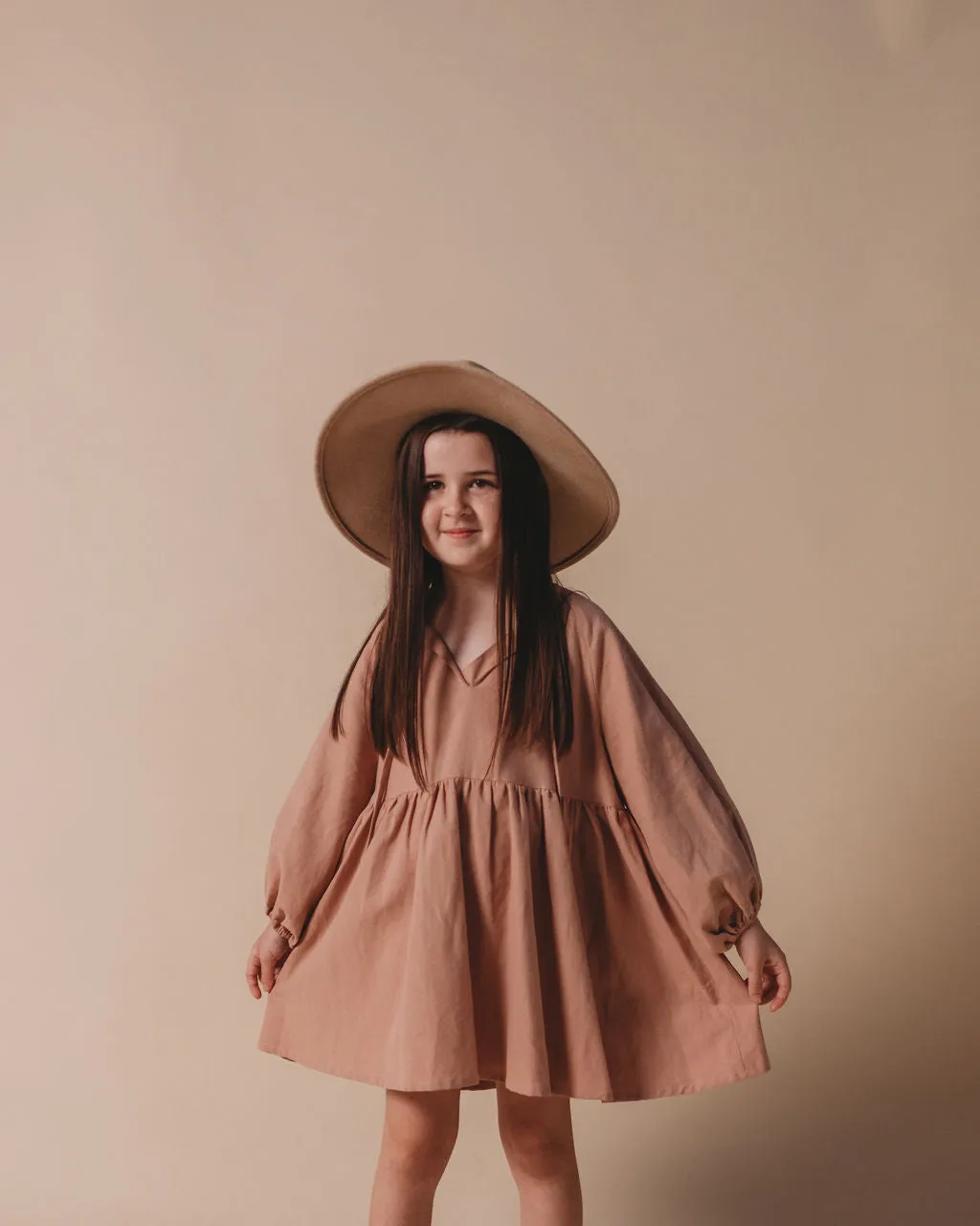 Organic Linen Smock Dress - Dusty Pink