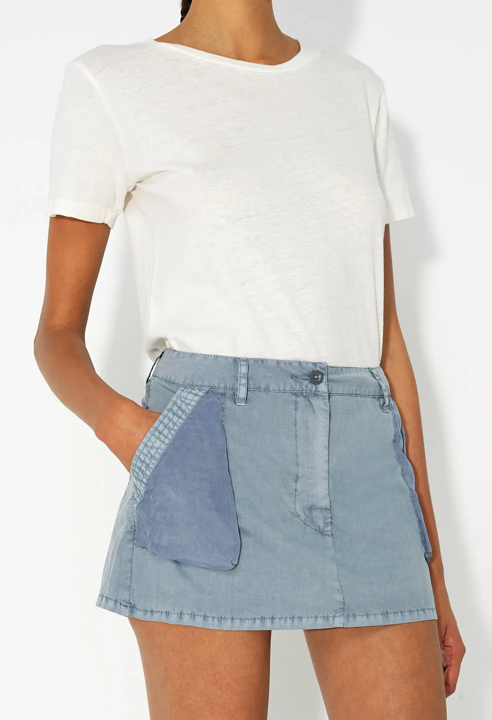 Paneled Utility Mini Skirt / Washed Navy