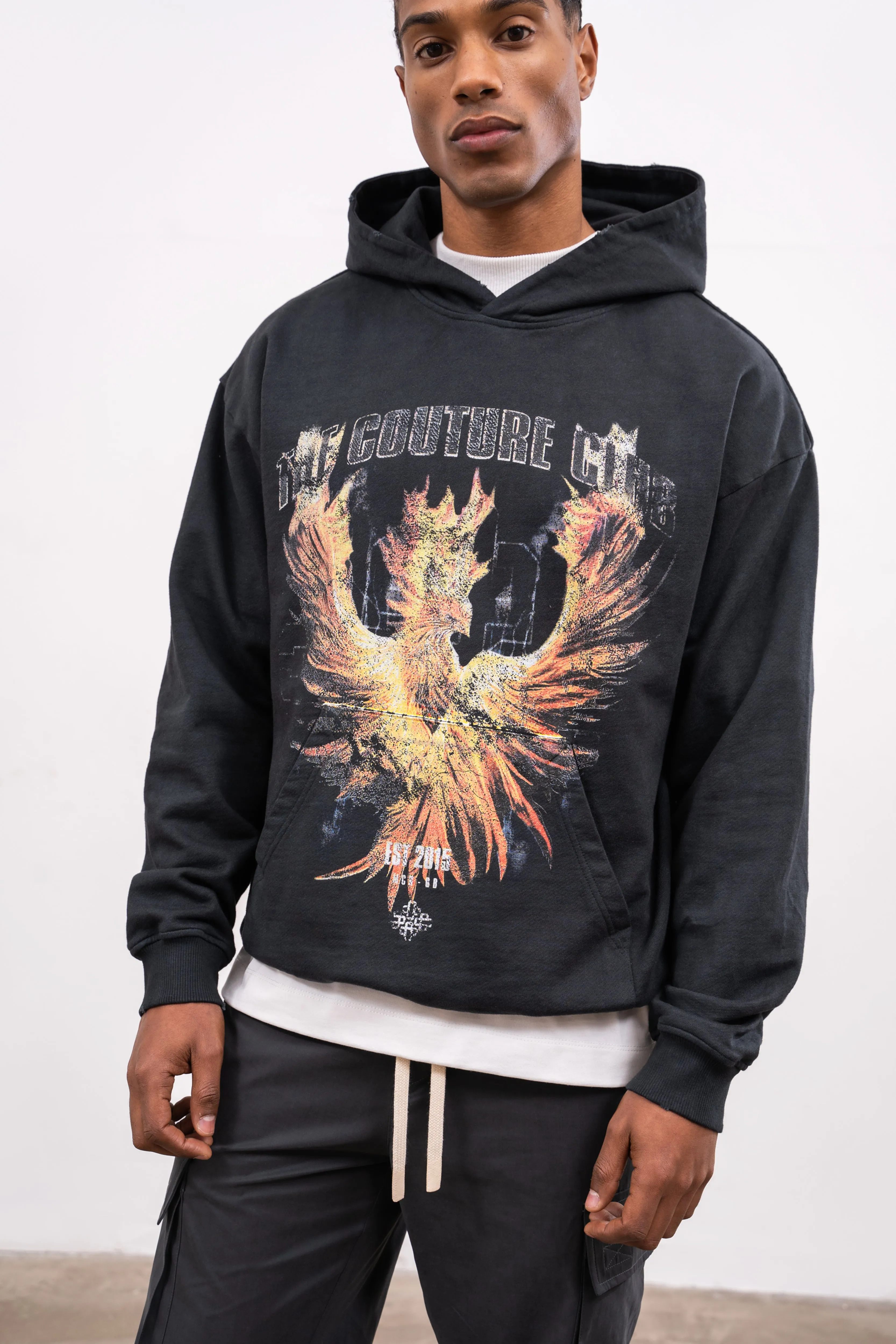 PHOENIX GRAPHIC HOODIE - BLACK