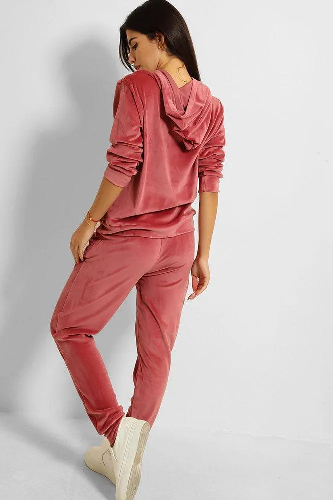 Ring Pull Zipper Front Velour Tracksuit