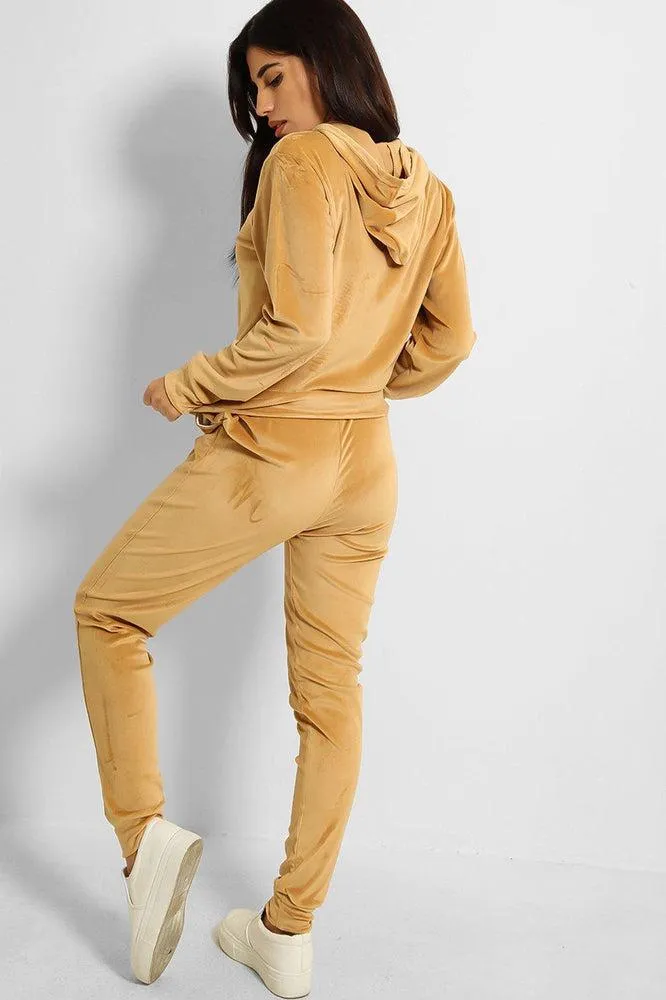 Ring Pull Zipper Front Velour Tracksuit