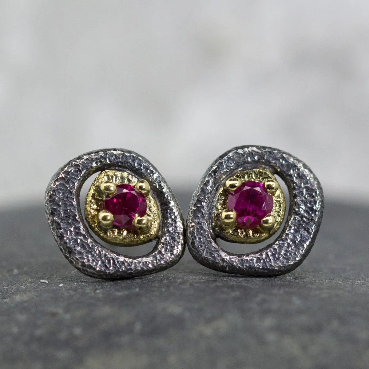 Ruby Pebble Stud Earrings