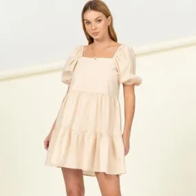 Sand Babydoll Short Sleeve Sundress