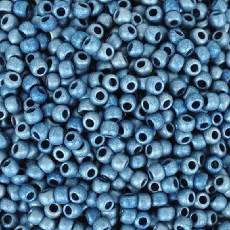 Seed Beads-11/0 Round-511F Higher Metallic Frosted Mediterranean Blue-Toho-16 Grams