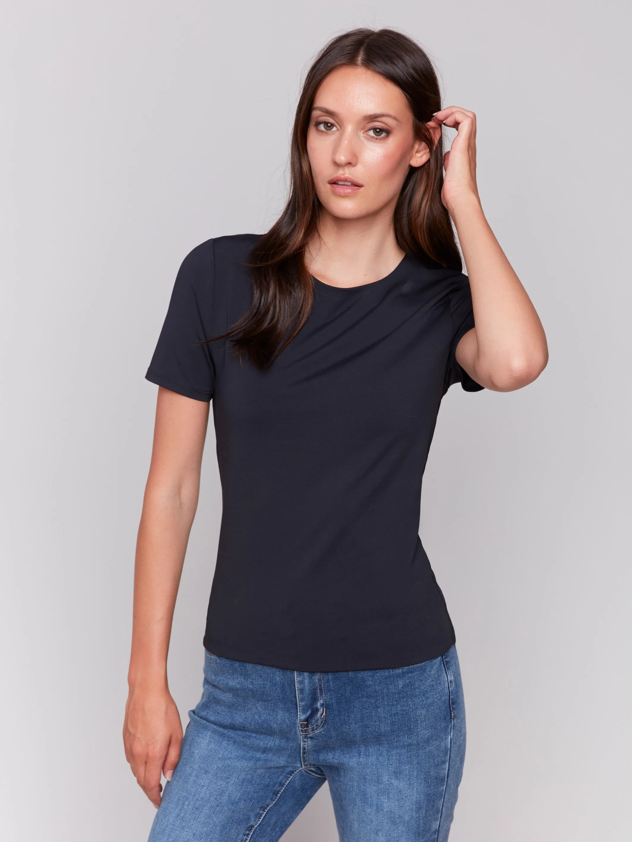 Short-Sleeved Super Stretch Top - Black