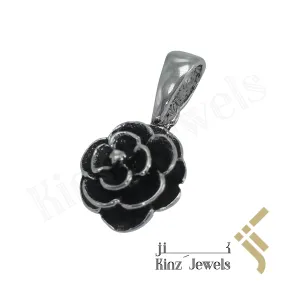 Sterling Silver Handcrafted Black Rose Pendant