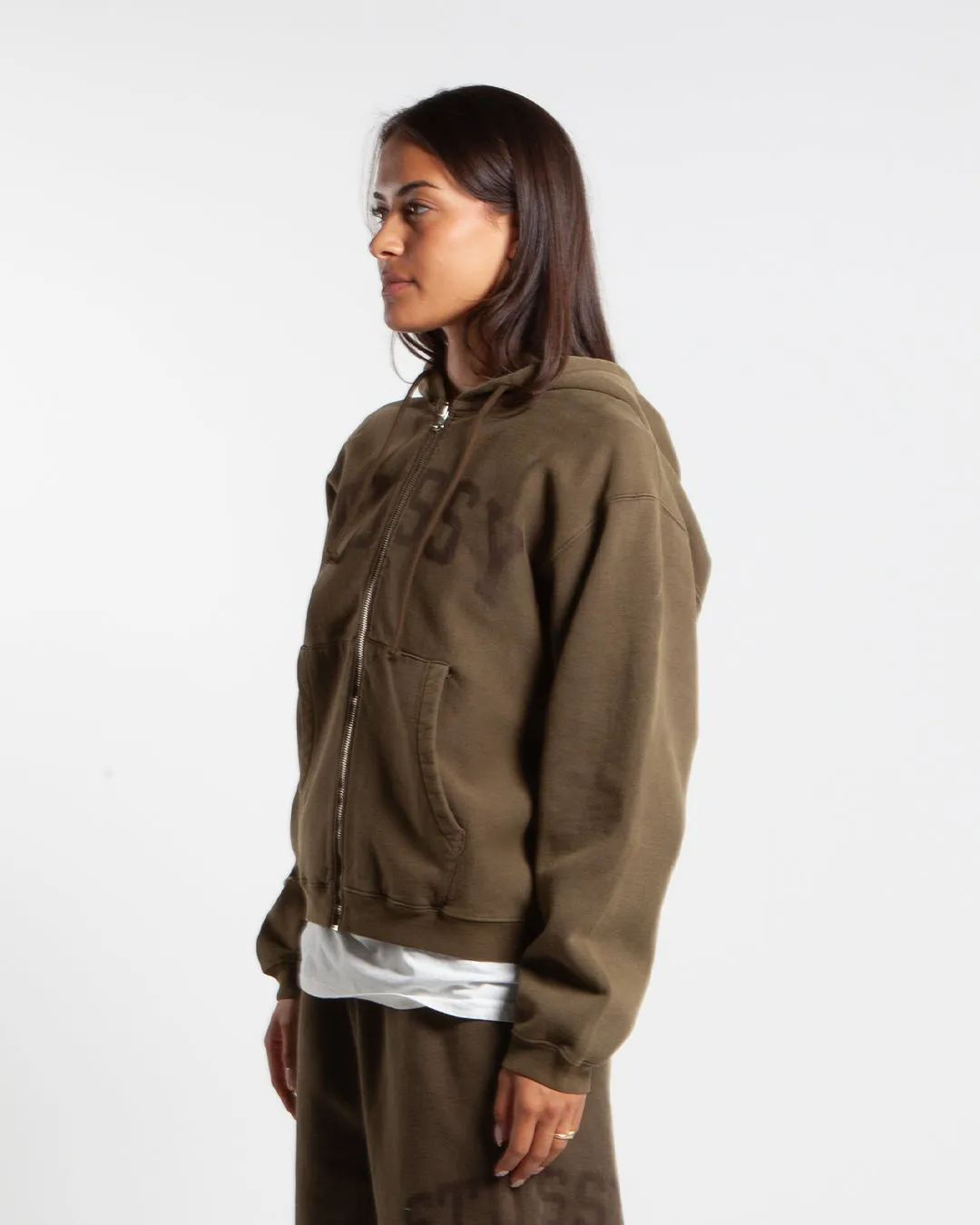 Stüssy Faded Graphic Zip Hood Olive