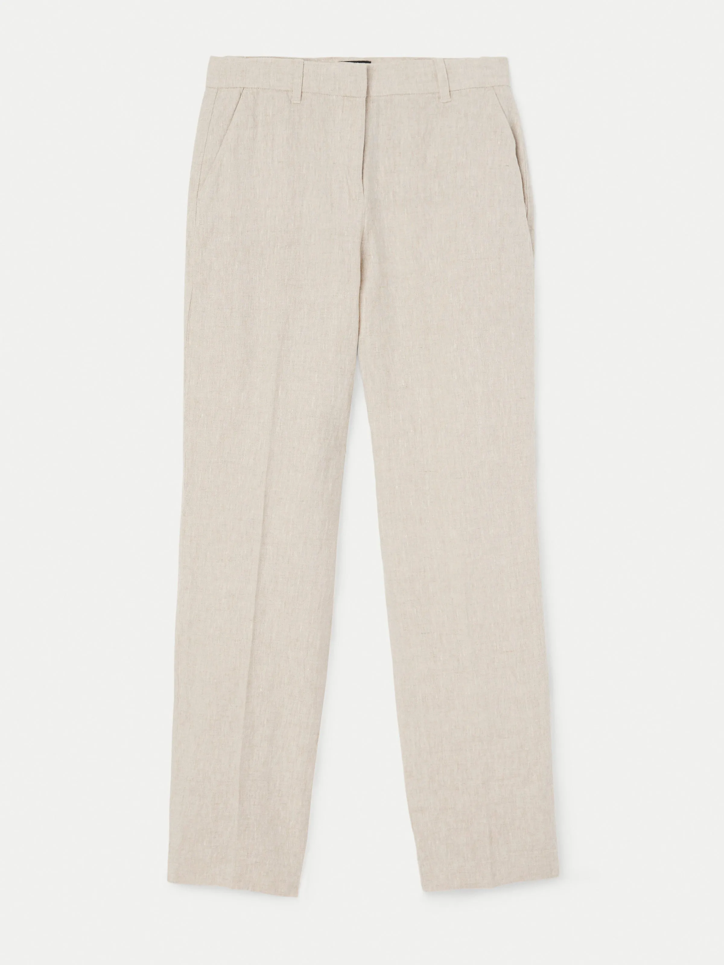 The Jane Linen Straight Pant in Light Beige