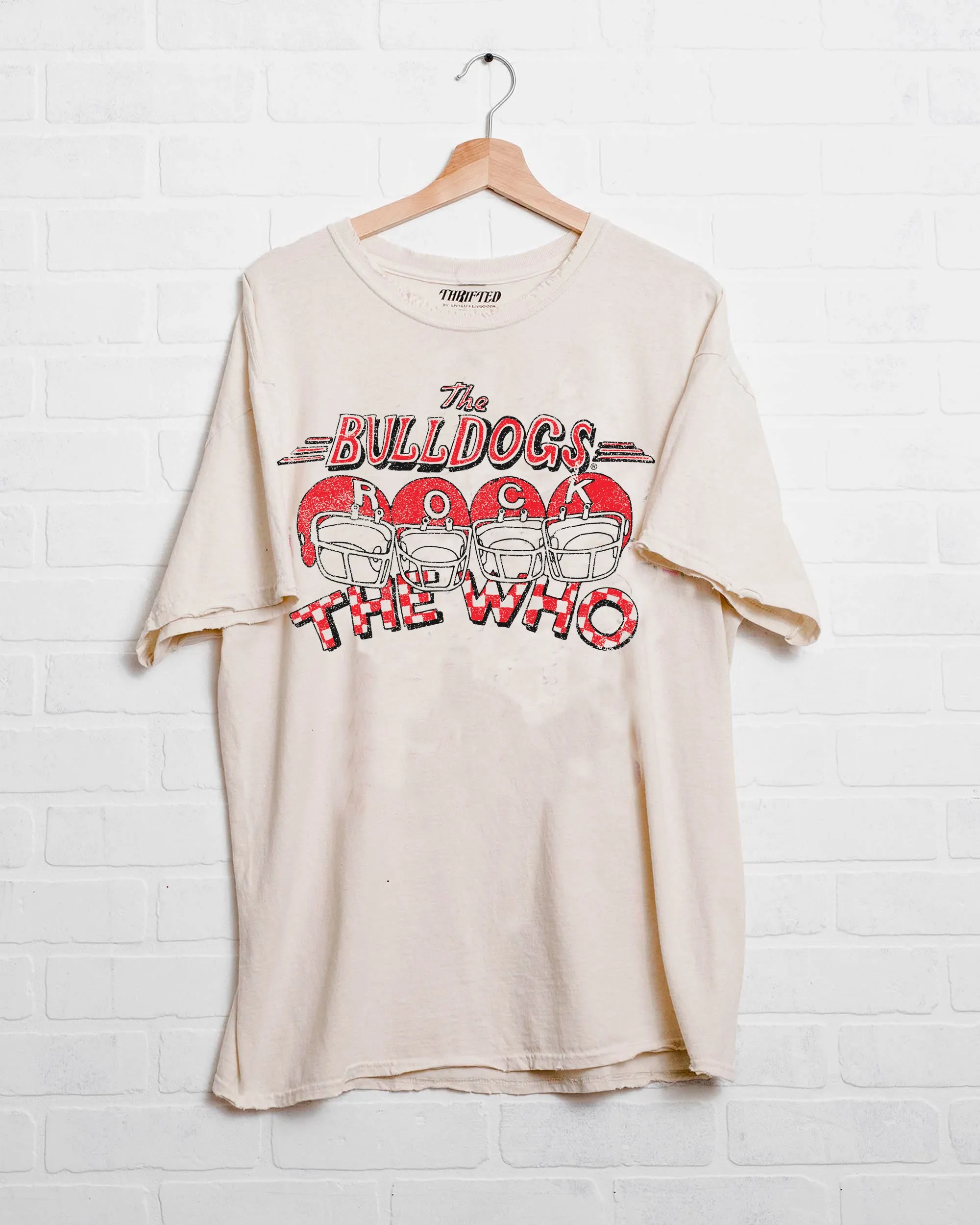 The Who Georgia Bulldogs Rock Off White Thrifted Tee