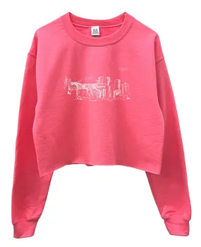 Tokyo Neon Pink Graphic Cropped Unisex Crewneck Sweatshirt