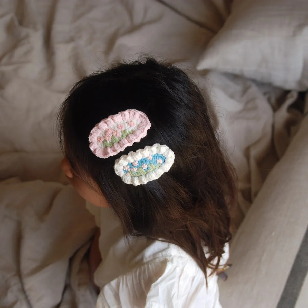 Tulippe Knit Children's Hair Clips - Pink