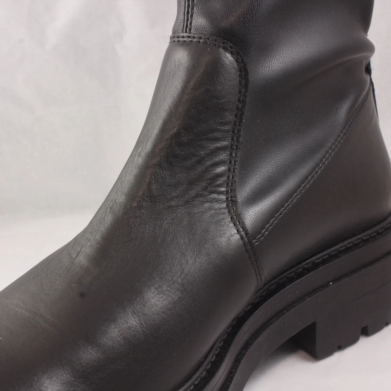 Womens Office Assess Chunky Stretch Boots Black Leather